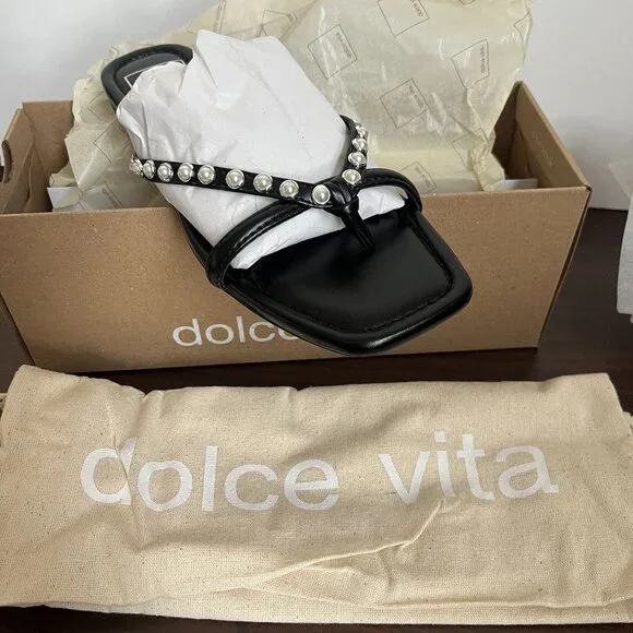 Dolce Vita Women's Lucca Imitation Pearl Flip Flop Size 8 New - Picture 2 of 16